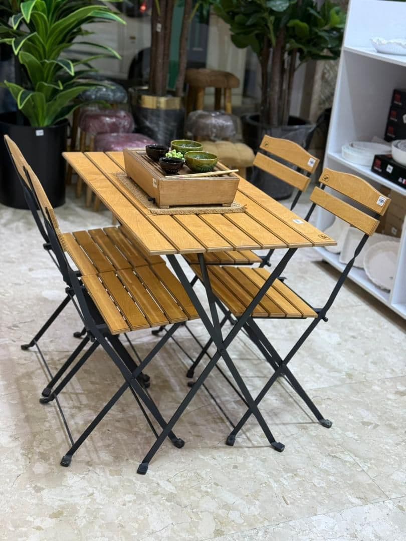 میز صندلی چوبی دو نفره راش — تصویر ۴