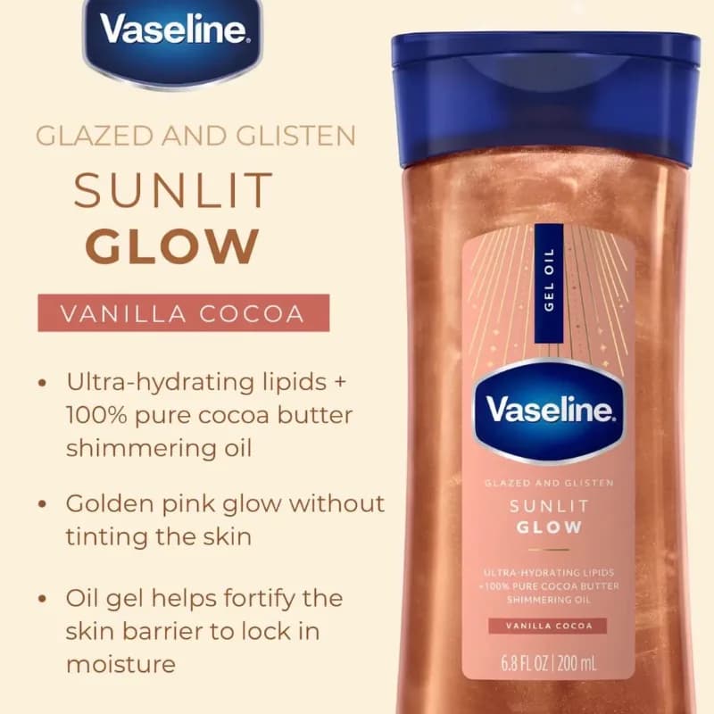 روغن بدن شاین دار وازلین مدل Sunlit Glow حجم 200 میلی لیتر — تصویر ۴