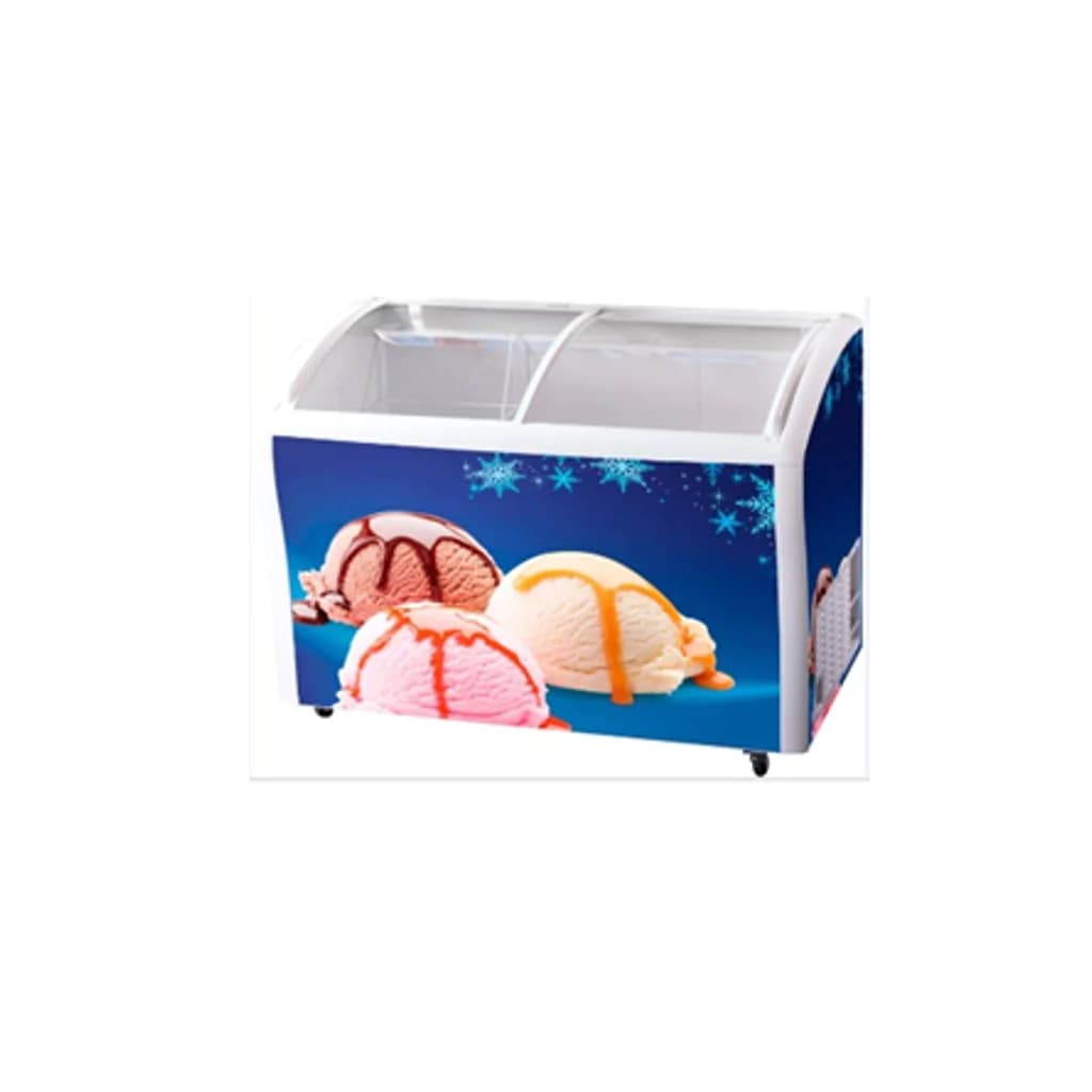 CONGELATEUR HORIZONTAL VITRE NASCO – 378 Litres BLANC – 1 PANIER INTERNE