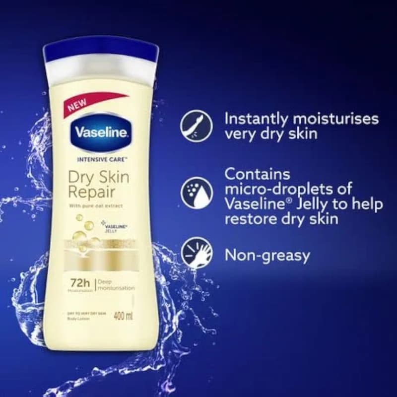 لوسیون بدن وازلین مدل Dry Skin Repair مناسب پوست خشک حجم 400 میلی لیتر — تصویر ۵