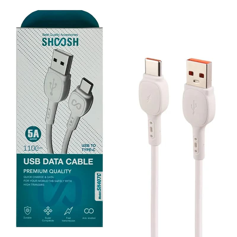 کابل تایپ سی فست شارژ Shoosh SH407C 5A 1.1m