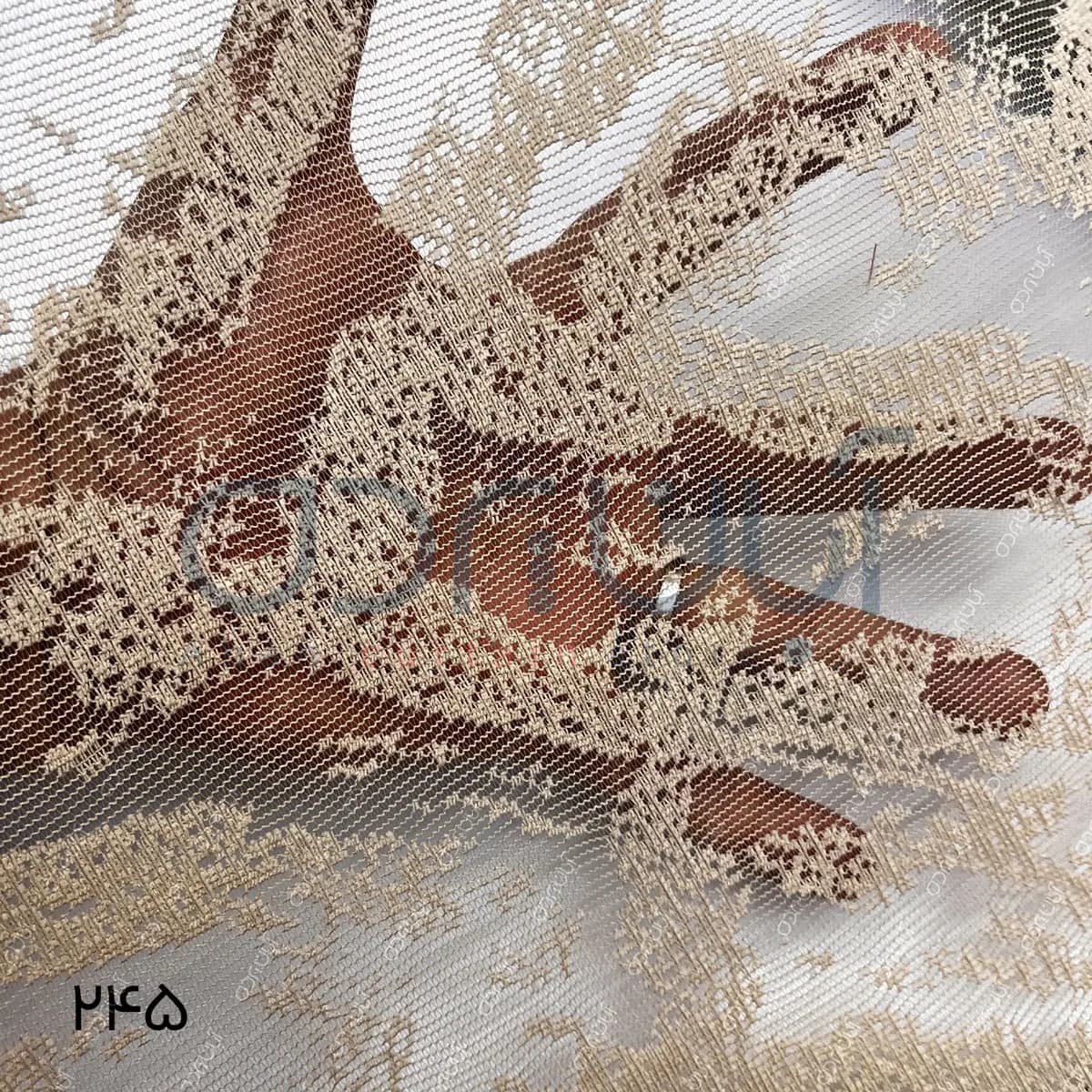 پرده دومکانیزم طرح پتینه رنگ کرم — تصویر ۳