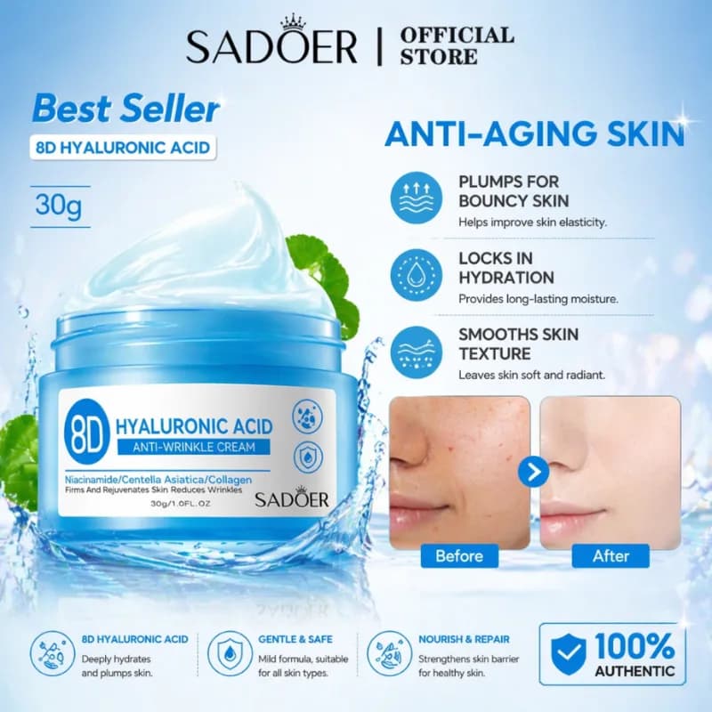 کرم کاسهای هیالورونیک اسید سادور Sador حجم 30 میلی لیتر — تصویر ۶
