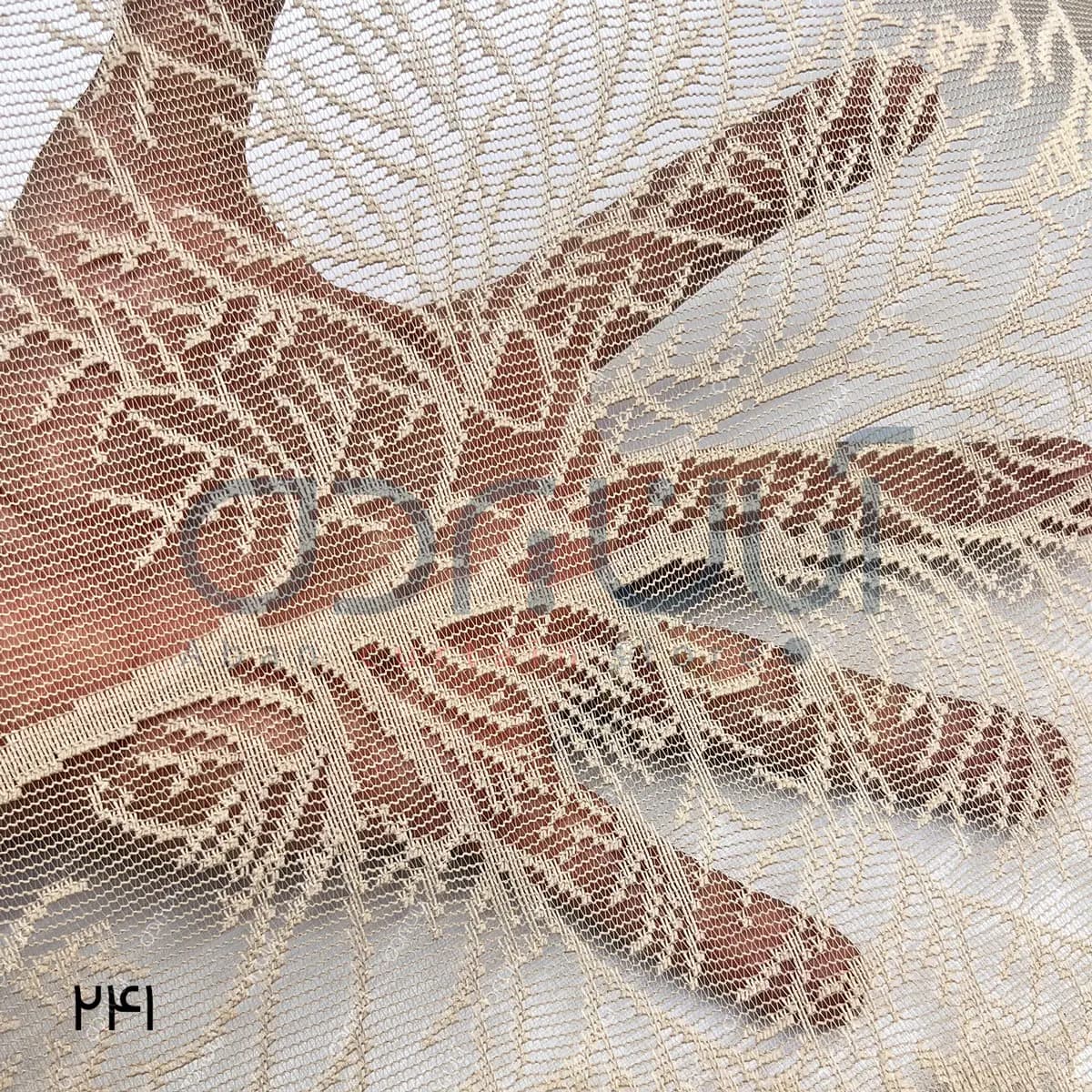 پرده دومکانیزم طرح جنگل رنگ کرم — تصویر ۳