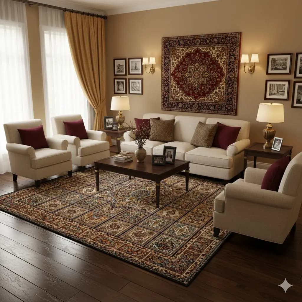 فرش کلکسیون کلاسیک کد N-125، رنگ سرمه ای چهارمتری — تصویر ۲