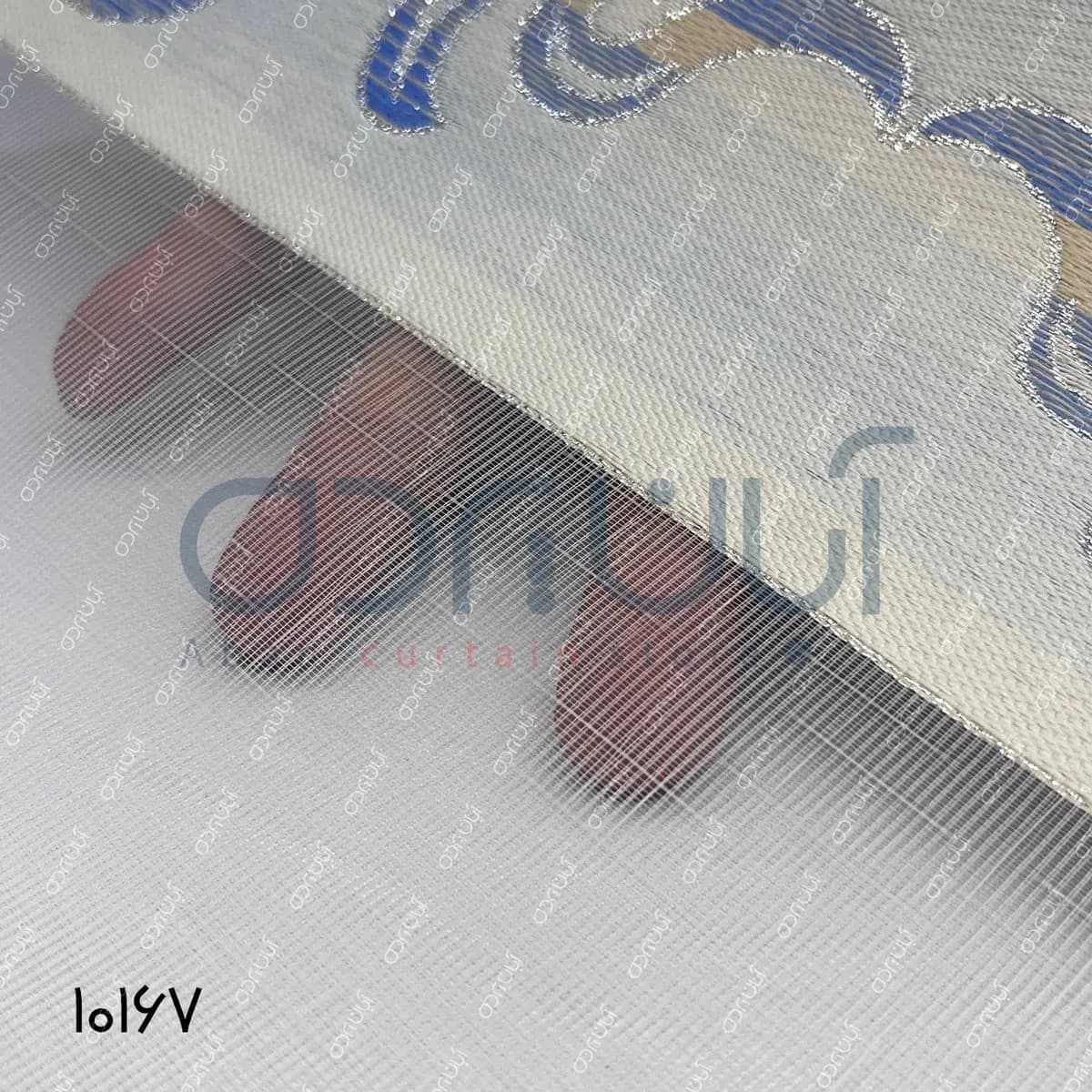 پرده زبرا طرح سنتی 2 رنگ آبی روشن و آبی و کرم — تصویر ۴