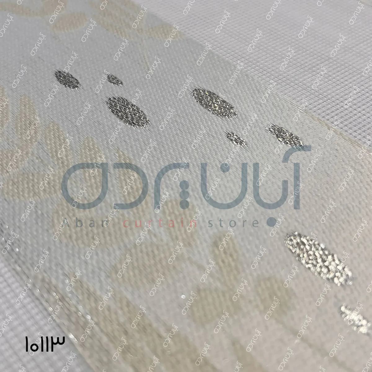 پرده زبرا طرح گل گندم رنگ سفید و کرم — تصویر ۲