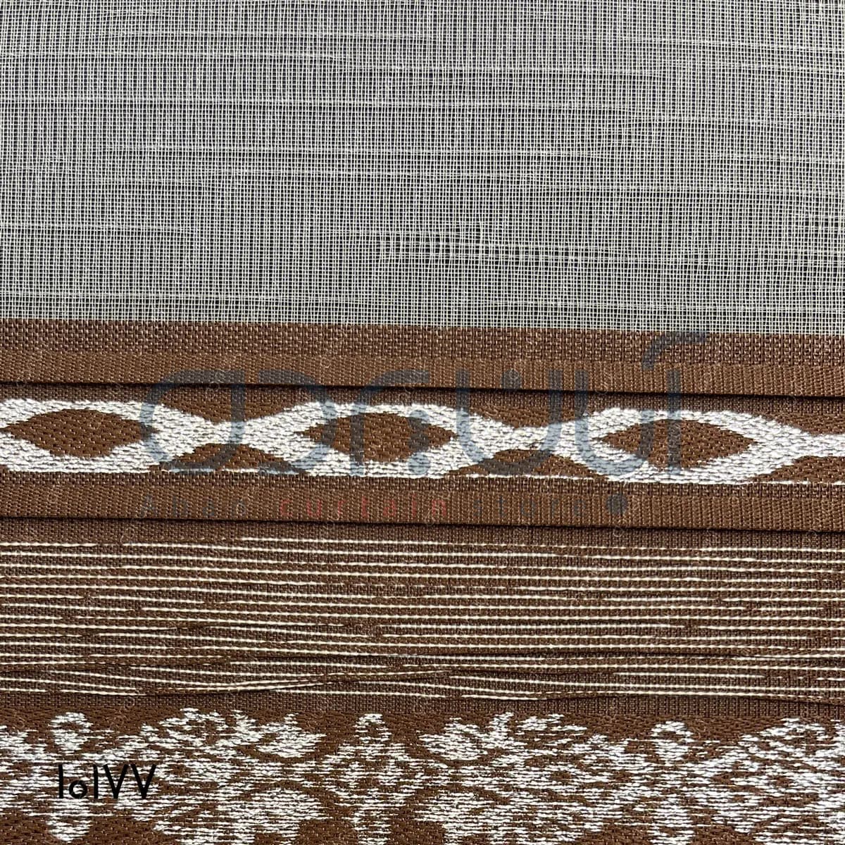 پرده زبرا طرح پیچک رنگ قهوه ای تیره — تصویر ۳