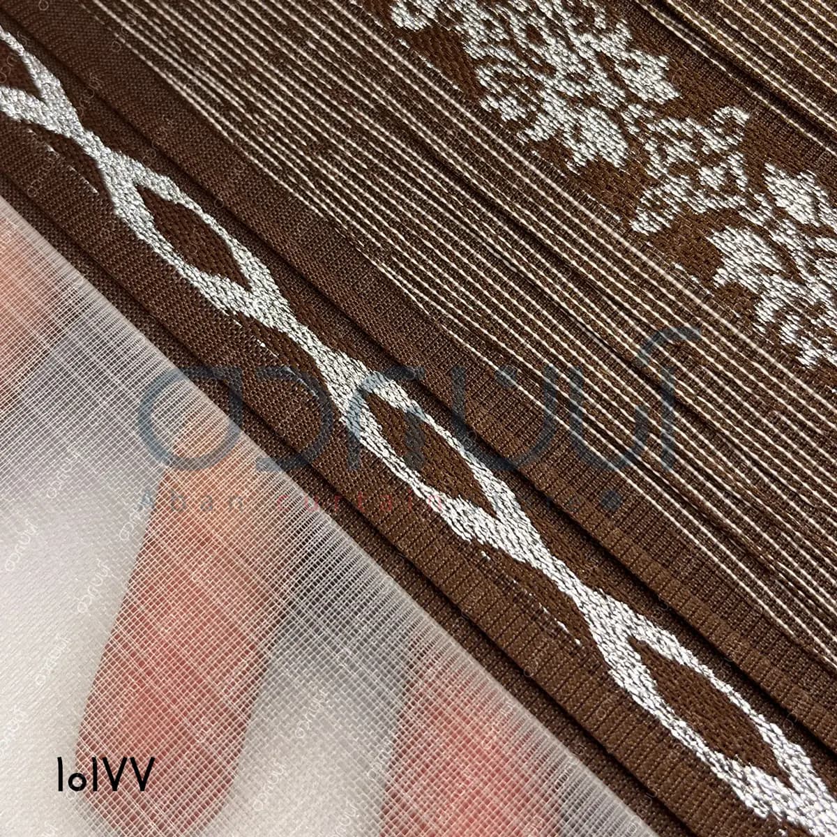 پرده زبرا طرح پیچک رنگ قهوه ای تیره — تصویر ۴