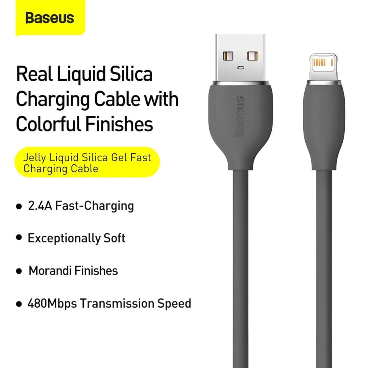 کابل تبدیل USB به لایتینیگ بیسوس مدل CAGD000103 طول 2 متر و توان 2.4 آمپر — تصویر ۷