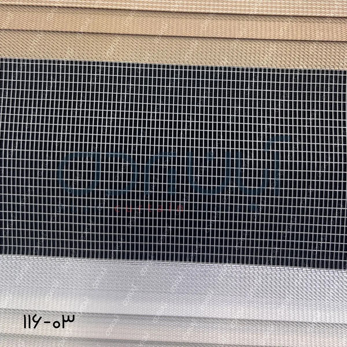 پرده زبرا پلیسه رنگ تنالیته کرم و نسکافه ای — تصویر ۳