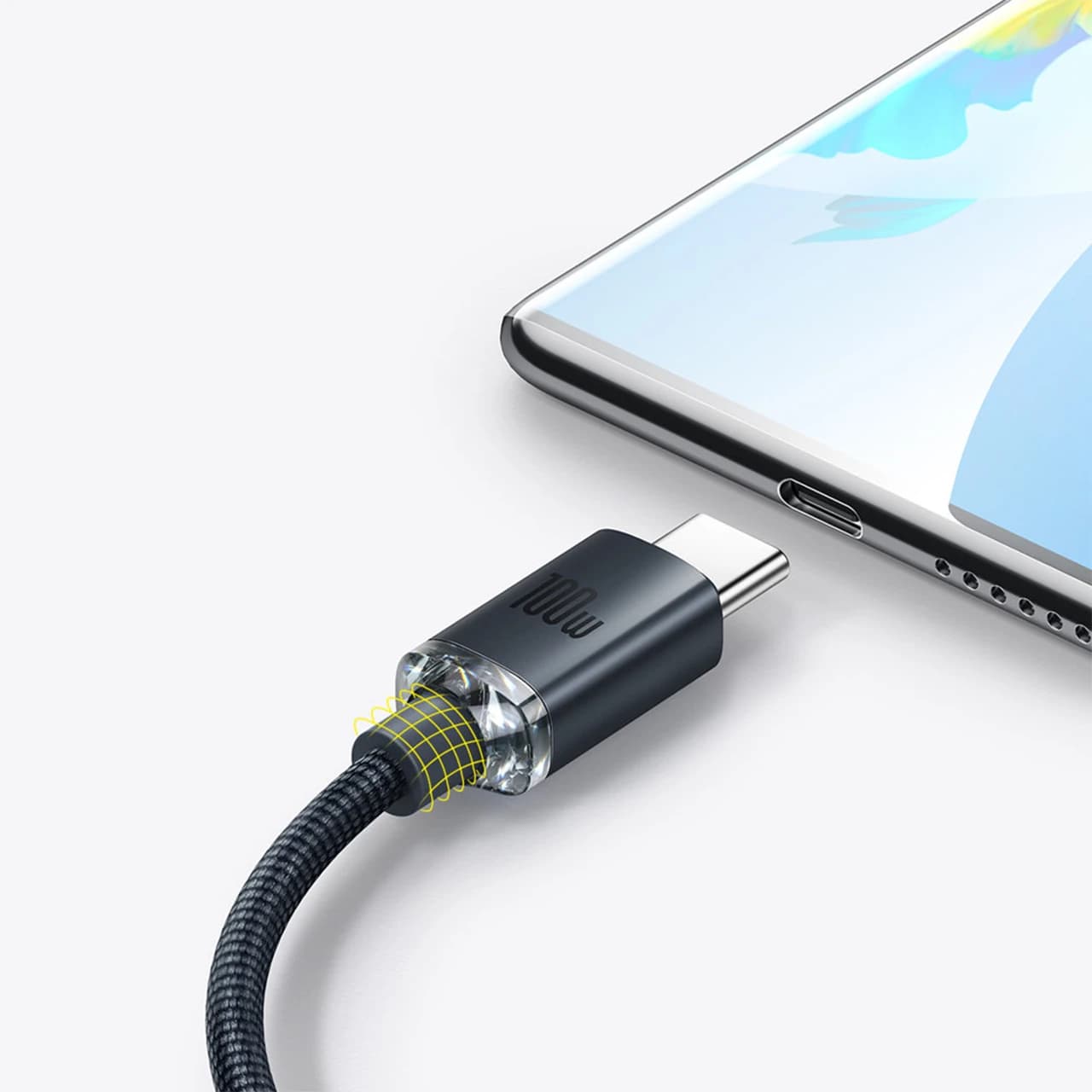 کابل تبدیل USB به تایپ سی بیسوس مدل CAJY000405 طول 1.2 متر توان 100 وات — تصویر ۴