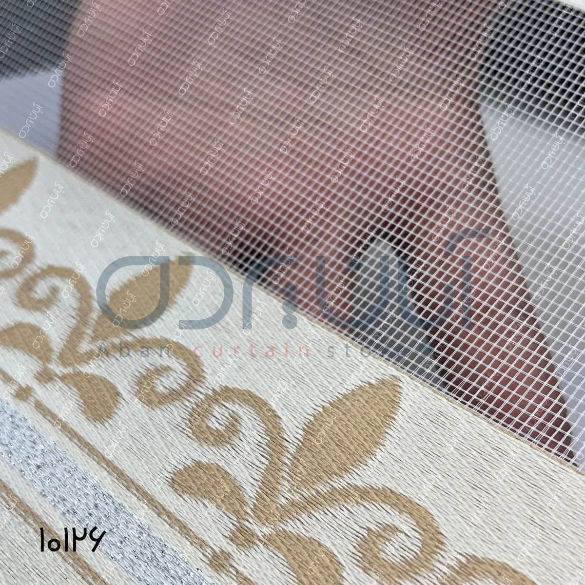 پرده زبرا طرح نیلوفرآبی رنگ کرم روشن و تیره — تصویر ۴