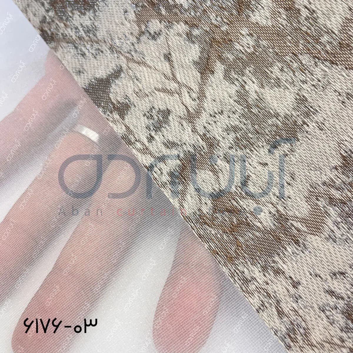 پرده زبرا طرح مرمر رنگ بژ و قهوه ای — تصویر ۴
