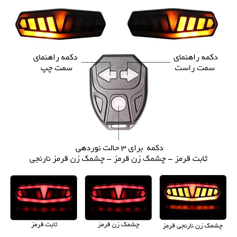 چراغ عقب راهنما دار با ریموت وایرلس FY-1808 – ایمنی و کارایی بالا