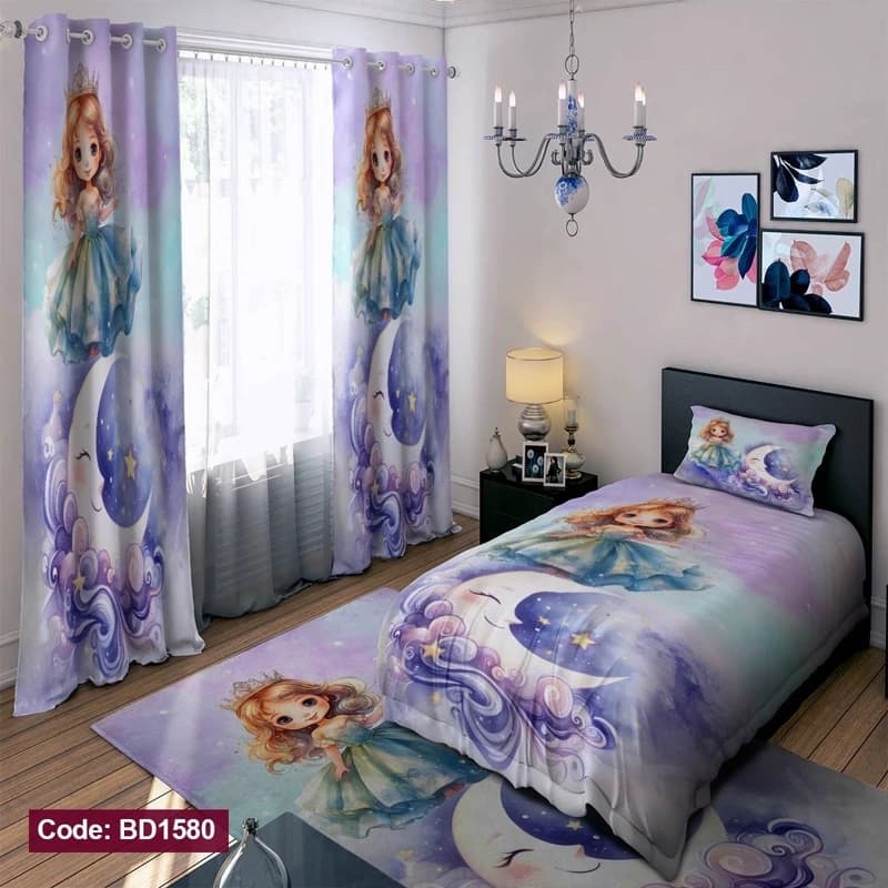 ست کامل ژورنالی رو تختی چاپی دخترانه ماه کد bd1580 (پس کرایه) — تصویر ۲