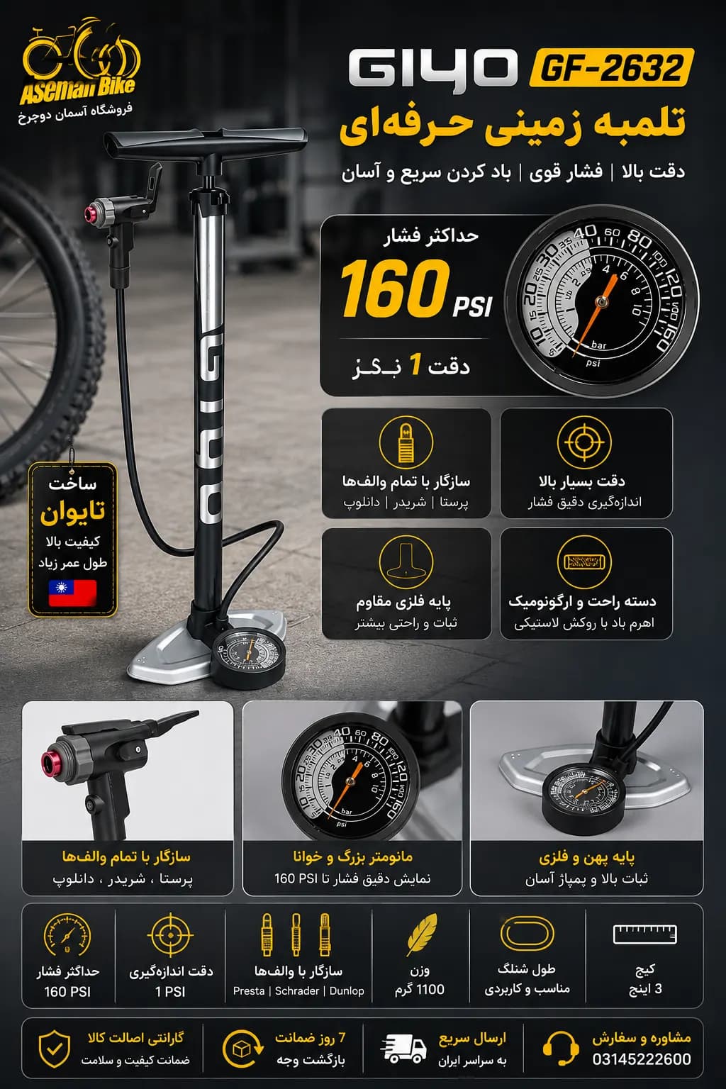 تلمبه زمینی Giyo GF-2632 پمپ ایستگاهی فشار بالا 160 PSI