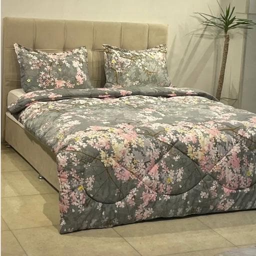روتختی ارزان دونفره 4 تیکه طرح شکوفه صورتی — تصویر ۴