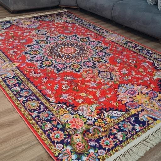 فرشینه مخمل هازان ترک طرح گلرخ سرخ u482(پس کرایه) — تصویر ۴
