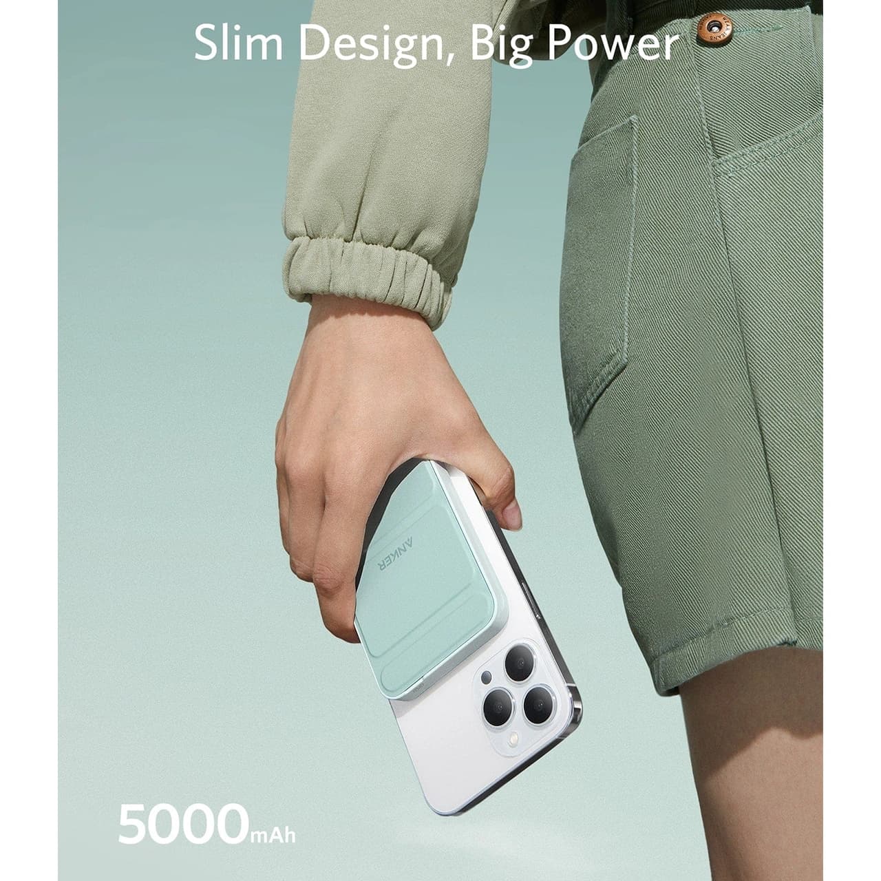 پاوربانک وایرلس انکر 12W مدل A1611 با ظرفیت 5000 میلی آمپر ساعت — تصویر ۴