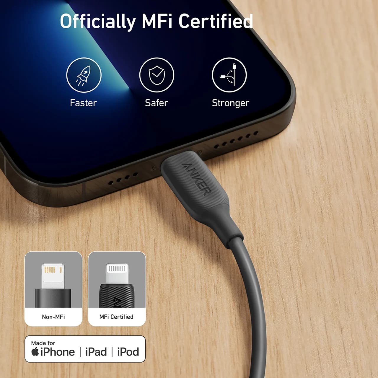 کابل تبدیل USB به لایتنینگ انکر مدل PowerLine III A8813 طول 1.8 متر — تصویر ۶