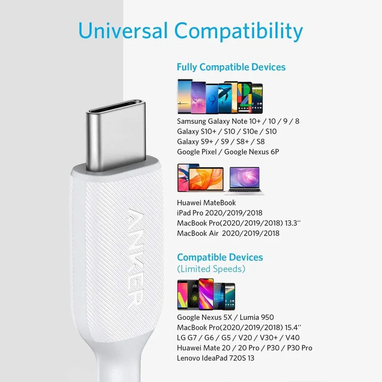 کابل تبدیل تایپ سی به تایپ سی انکر مدل PowerLine III A8852 طول 90 سانتی متر — تصویر ۶