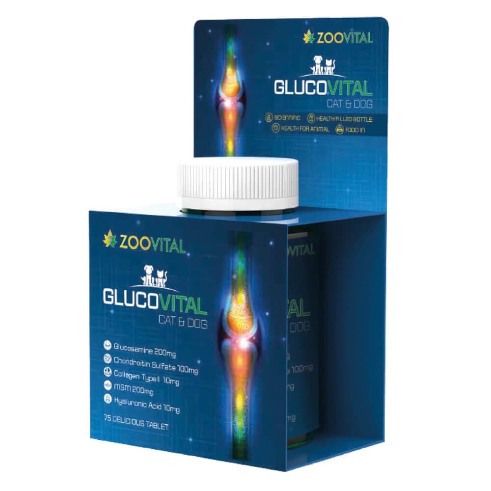 قرص تقویت کننده مفاصل سگ و گربه زوویتال مدل Glucovital تعداد ۷۵ عدد