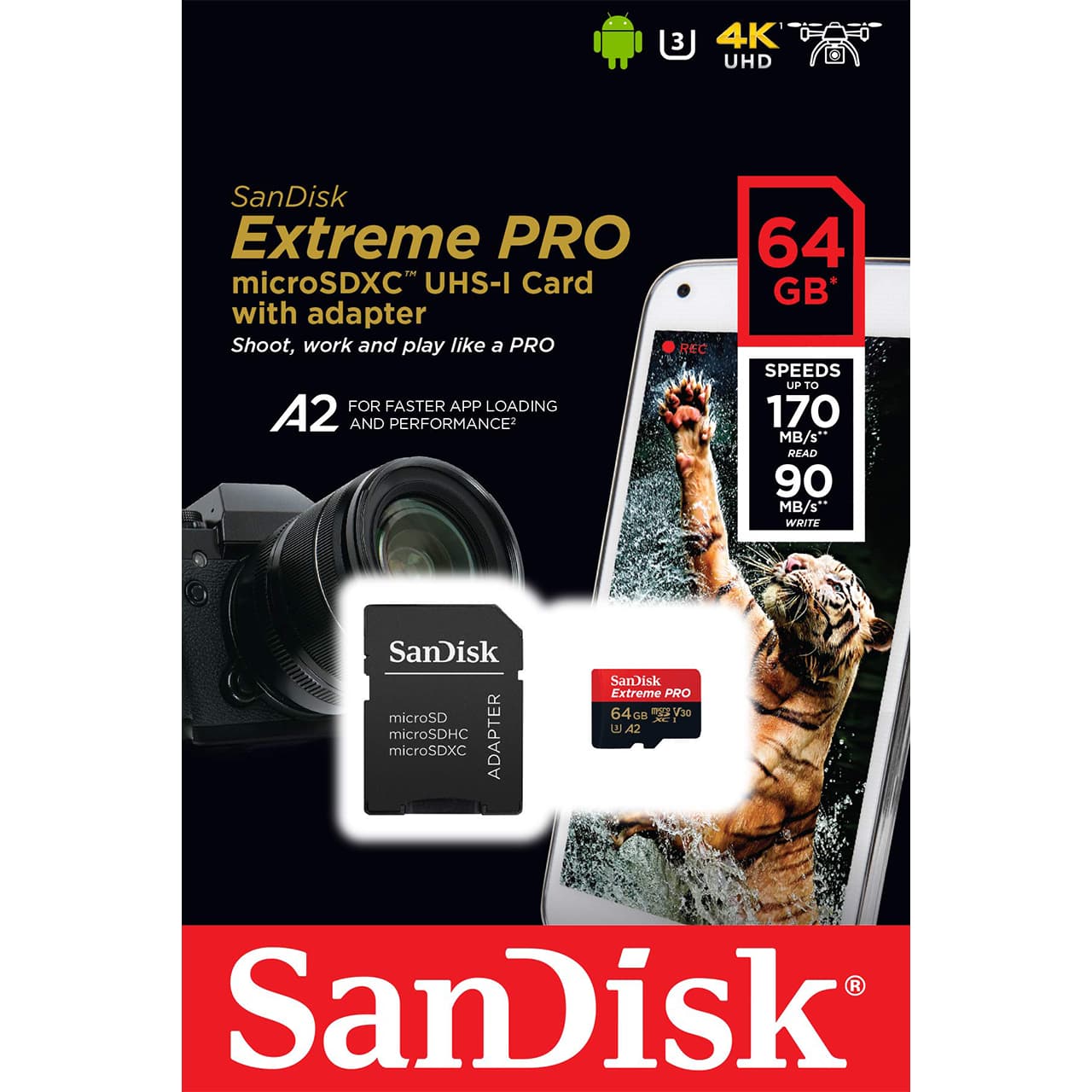 کارت حافظه MicroSD سن دیسک مدل Extreme PRO ظرفیت 64 گیگابایت 170MB/s — تصویر ۴