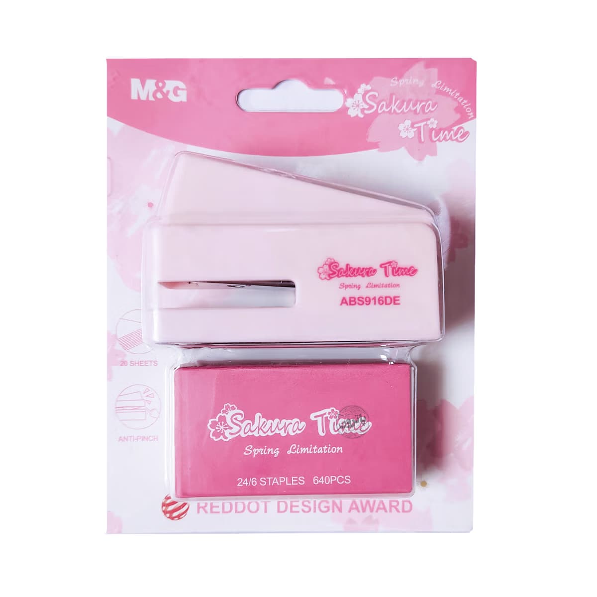 منگنه کوچک M&G مدل Sakura Time abs916de به همراه 1 بسته سوزن منگنه — تصویر ۲