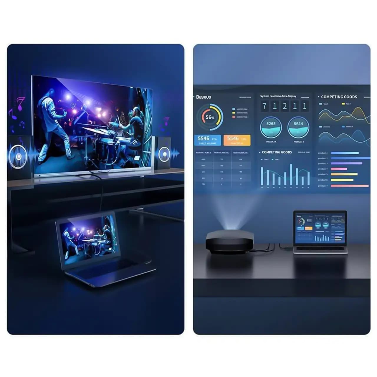 کابل HDMI بیسوس مدل CAKGQ-A01 طول 1 متر — تصویر ۸