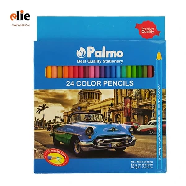 مداد رنگی 24 رنگ پالمو جعبه مقوایی طرح P02