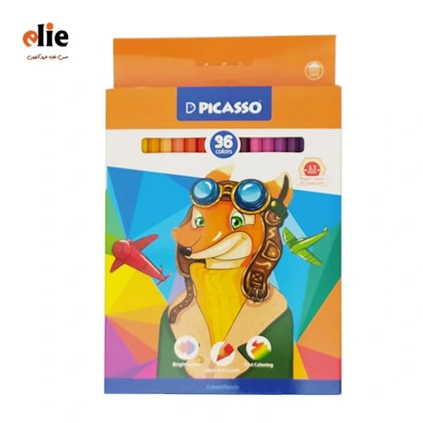 مدادرنگی 36 رنگ پیکاسو جعبه مقوایی طرح P308 — تصویر ۳