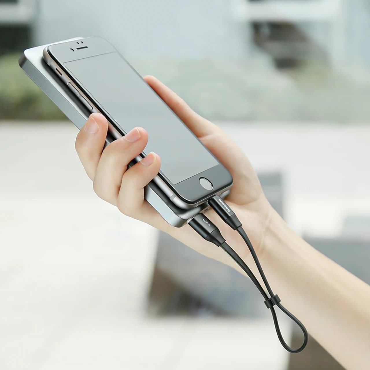 کابل تبدیل USB به لایتنینگ و میکرو USB بیسوس مدل CALMBJ-01 طول 23 سانتی متر — تصویر ۶