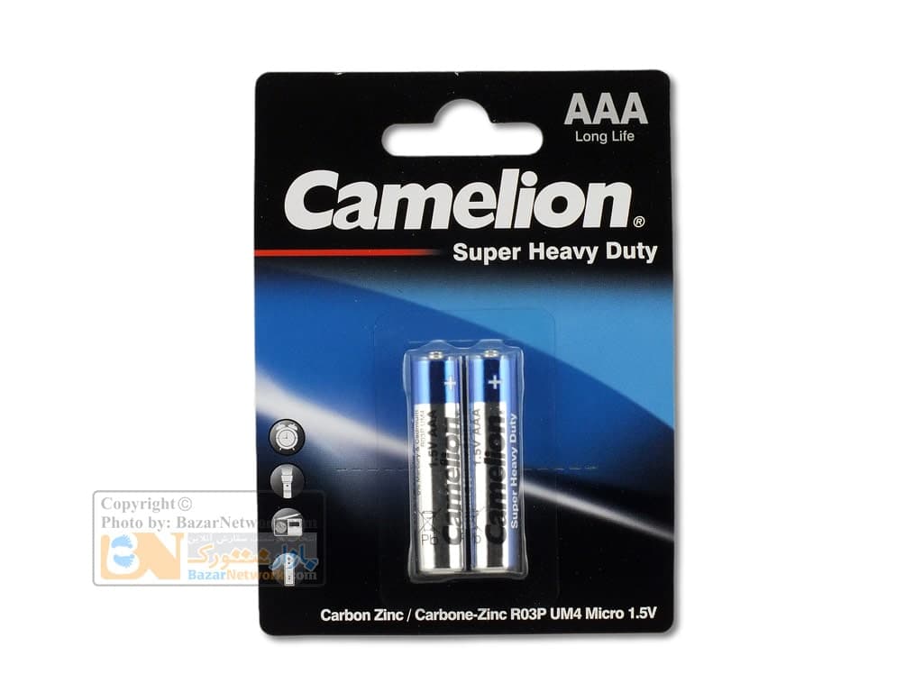 باتری نیم قلمی کملیون Super Haevy Duty بسته 2 عددی (AAA)