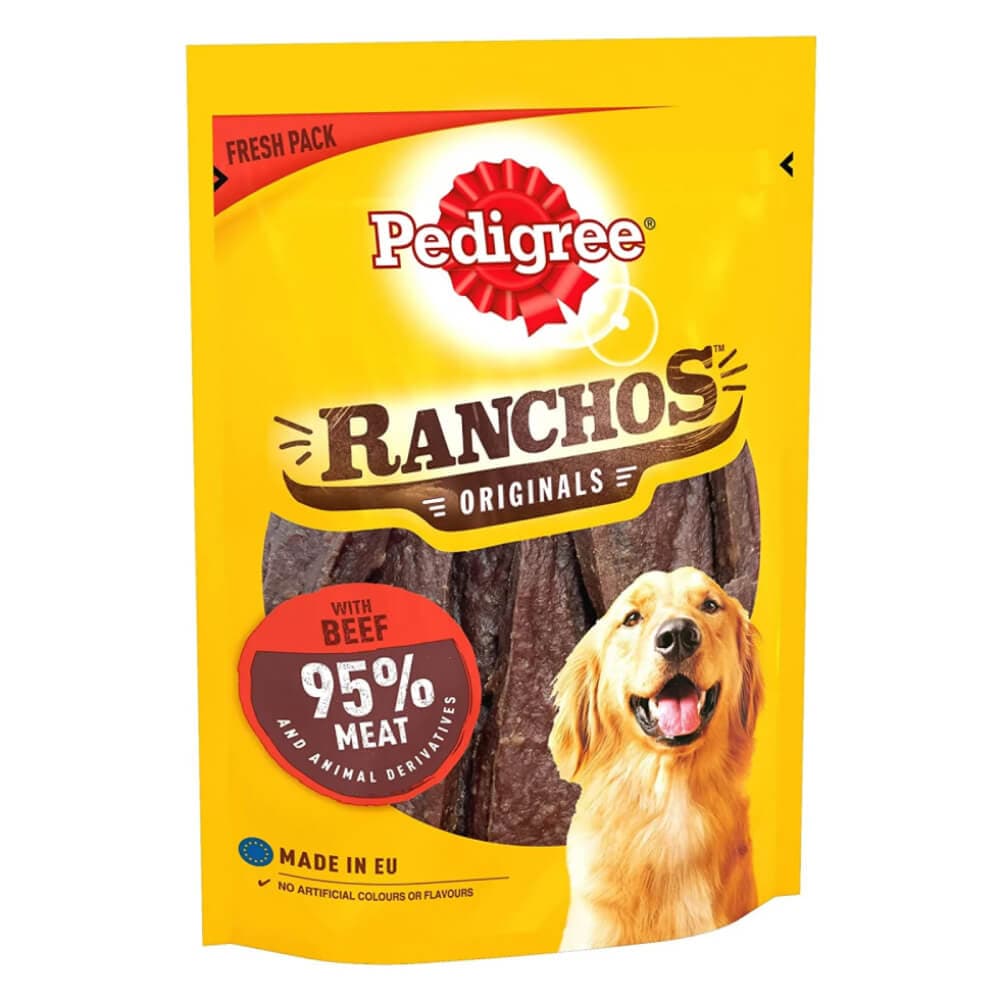 تشویقی سگ پدیگری مدل Ranchos با طعم بیف وزن ۷۰ گرم