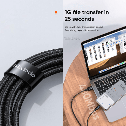 کابل شارژ USB به تایپ سی صفحه دار مک دودو 1.2 متر — تصویر ۲