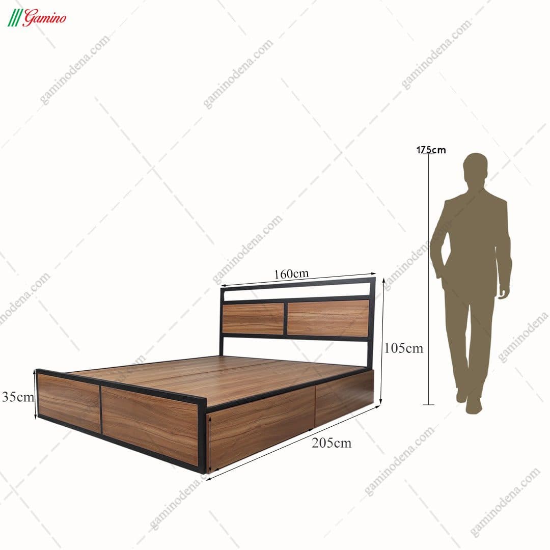 ست تخت خواب و پاتختی فلزی یاسنا — تصویر ۴