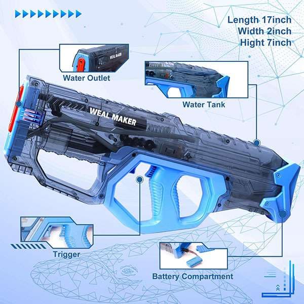 اسباب بازی تفنگ آب پاش حرفه ای سایز بزرگ WEAL MAKER 32FT — تصویر ۵