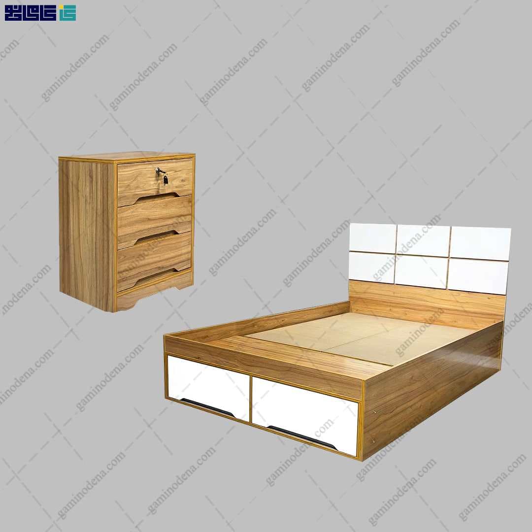 ست تخت خواب و پاتختی کشودار سما