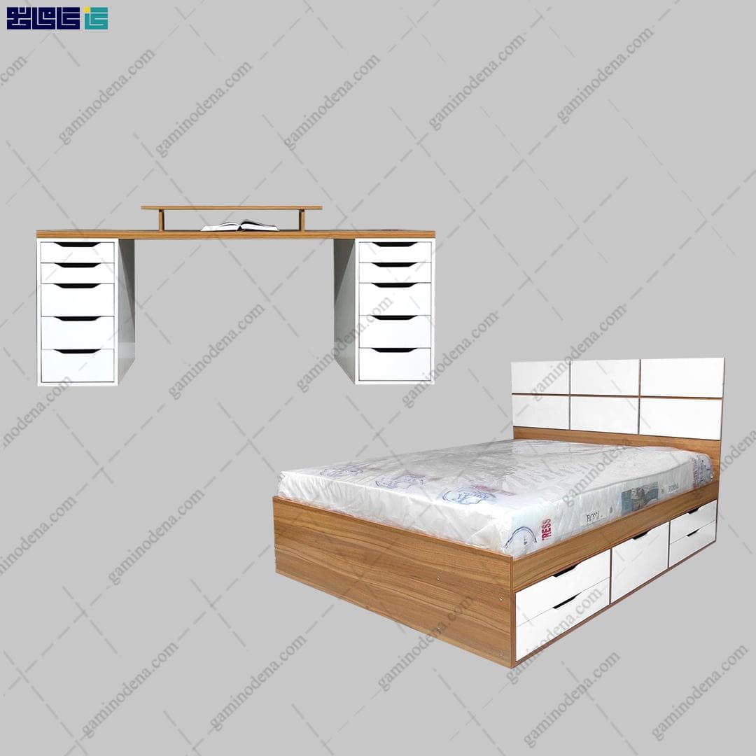 ست تخت خواب و میز تحریر کشودار کلاره