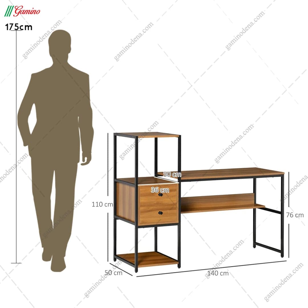 ست میز تحریر و کتابخانه فلزی دلماه — تصویر ۵