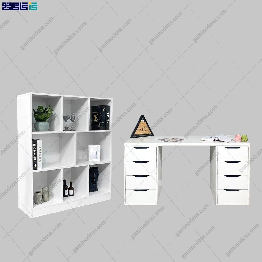 ست میز تحریر و کتابخانه کشودار آیلا