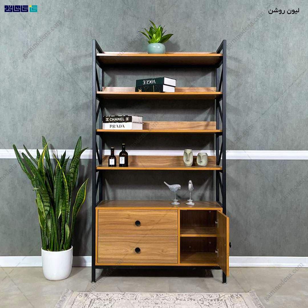 ست میز تحریر و کتابخانه فلزی زلال — تصویر ۵