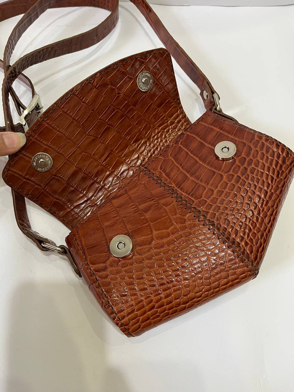 کیف دوشی چرم زنانه عسلی