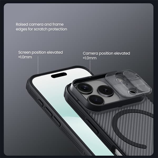 قاب مگسیف دار نیلیکن iPhone 17 Pro مدل کمشیلد پشت شفاف — تصویر ۶