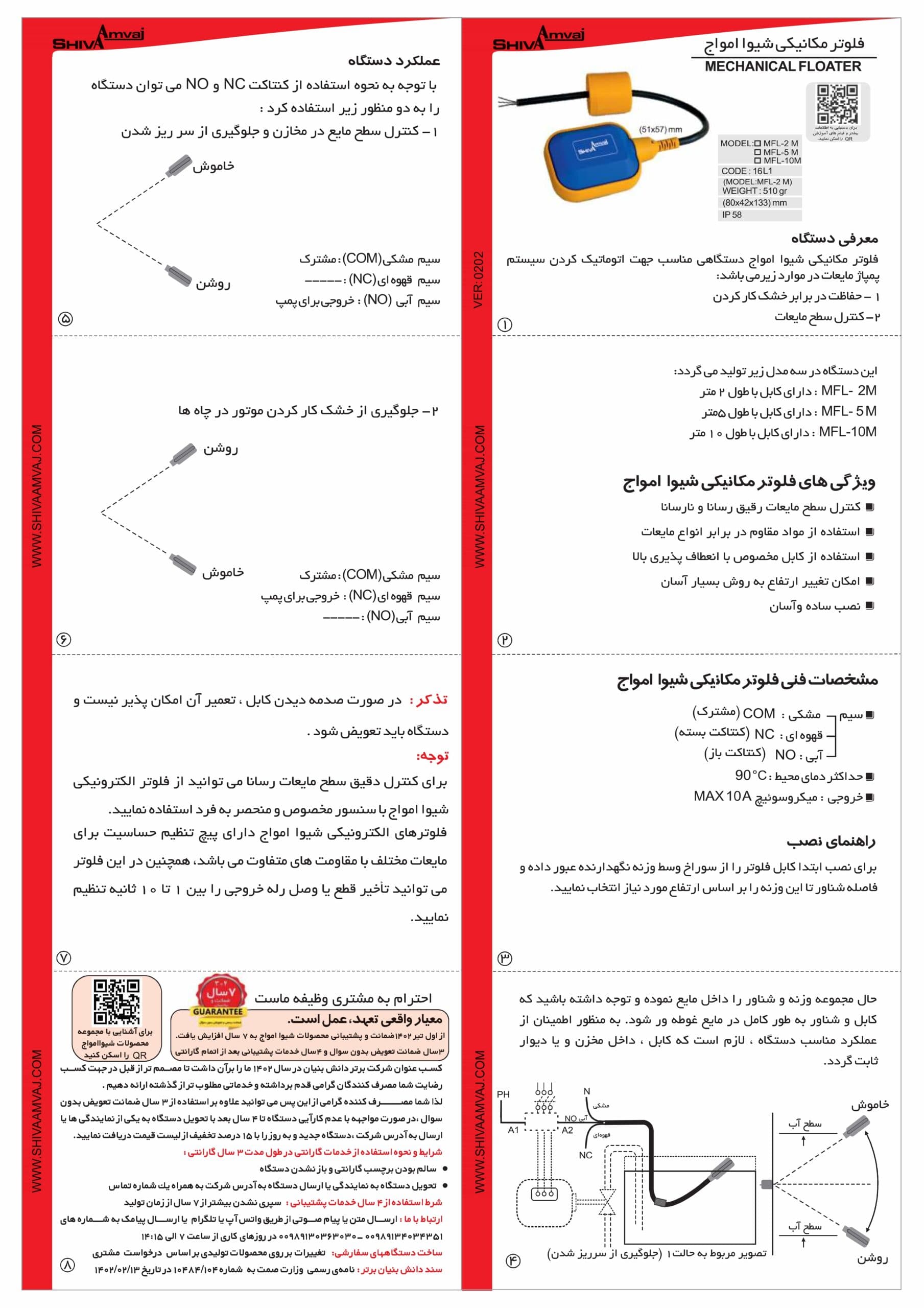 فلوتر مکانیکی 10 آمپر شیوا امواج کابل 2 متری — تصویر ۲