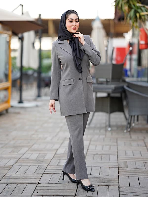 مانتو اداری بزیاق دیپلمات یقه انگلیسی آستردار کد 365