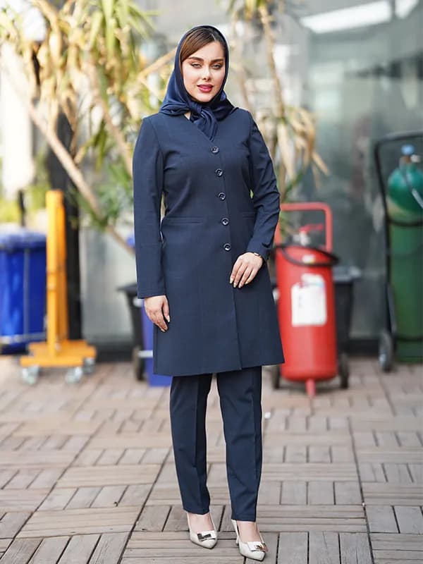 مانتو اداری چهارخونه پرنس یقه هفت آستردار کد 363