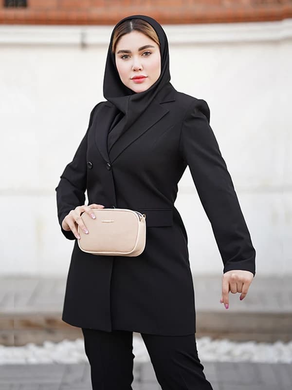 مانتو اداری فیونا چهار دکمه یقه انگلیسی آستردار کد 361 — تصویر ۶
