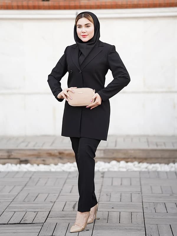 مانتو اداری فیونا چهار دکمه یقه انگلیسی آستردار کد 361 — تصویر ۵